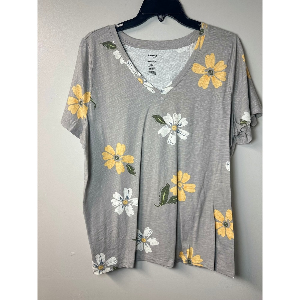 Sonoma: Goods For Life | The Everyday Tee Gray/Floral Daisy | Size 0X